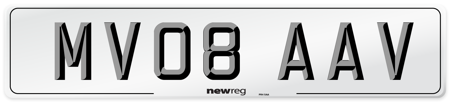MV08 AAV Number Plate from New Reg